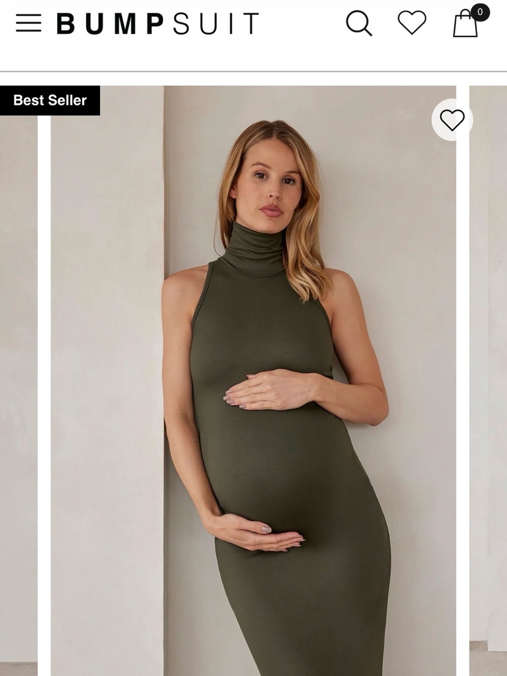 Bumpsuit Olive Green Turtleneck Serena Maternity Dress